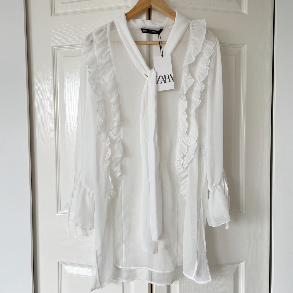 Zara Chiffon Ruffled Blouse - Picture 6 of 9